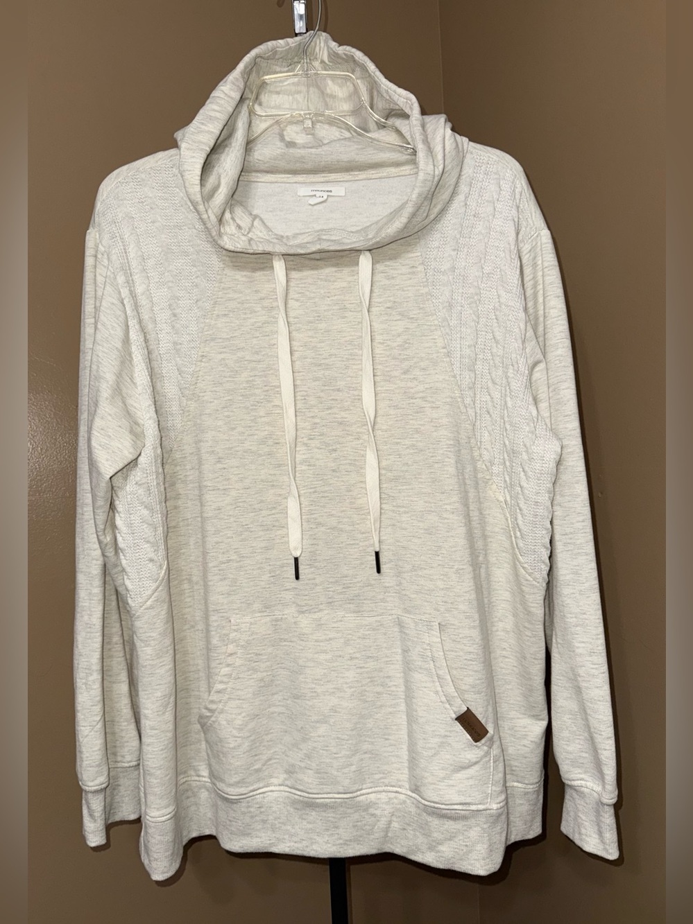 🌼MAURICES Cozy Cream Drawstring Cowl Neck hooded Sweater. Size XL.🌼